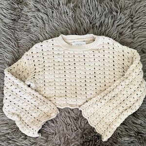 Zara Cropped Crochet Sweater
